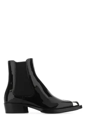 Alexander Mcqueen Black Leather Ankle Boots