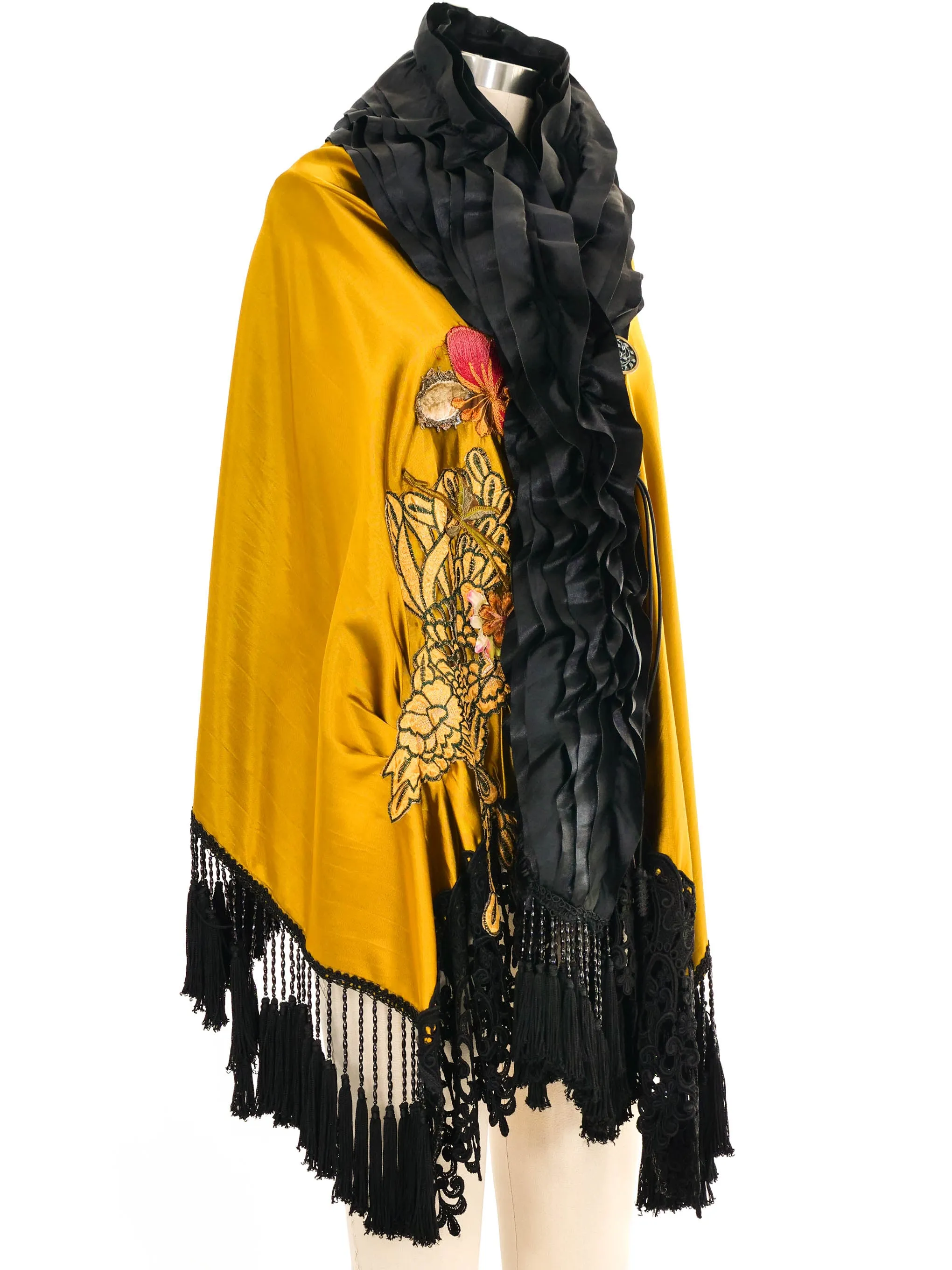 Art To Wear Fringed Satin Cape