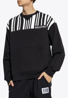 Barcode Print Oversized Sweatshirt