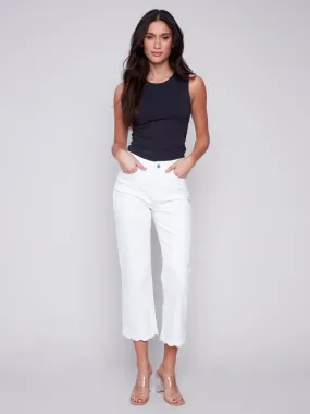 Charlie B Straight Leg Lace Hem Denim Pant