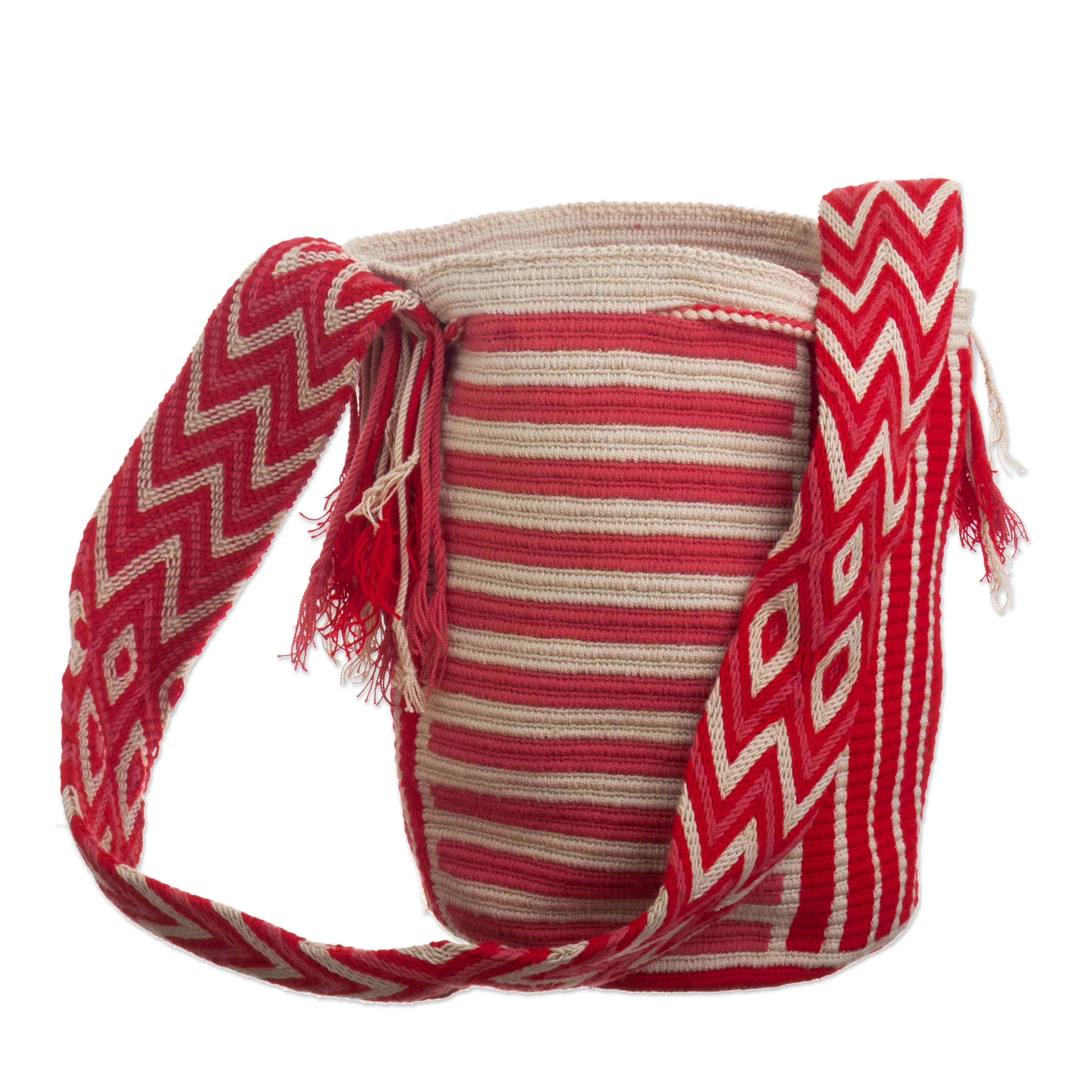 Colombian Rose Red and Pink Crocheted Shoulder Bag