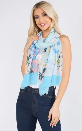 EAS9895 Floral Print Oblong Scarf
