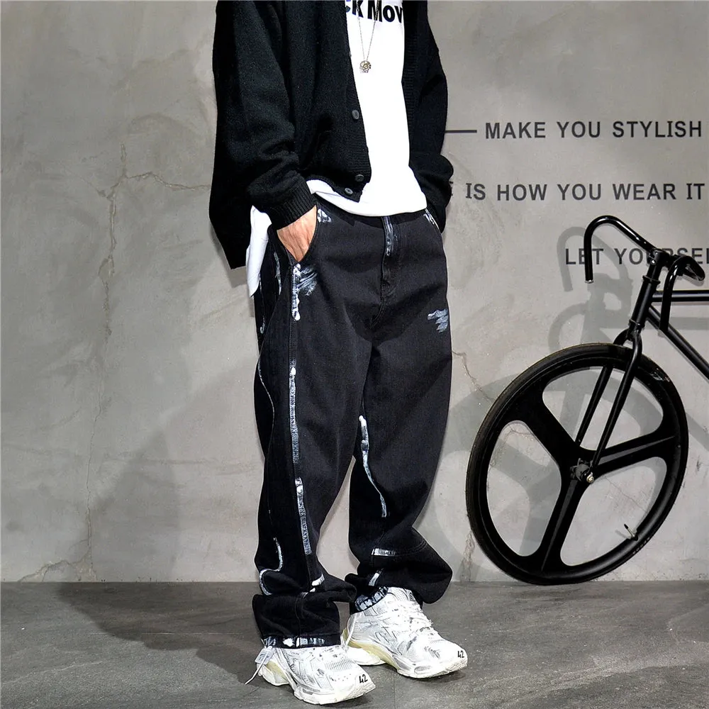 Ebony Black Splash Paint Style Pants