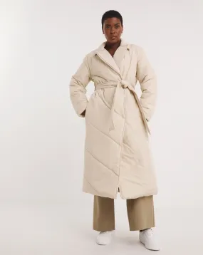Ecru Padded Robe Coat