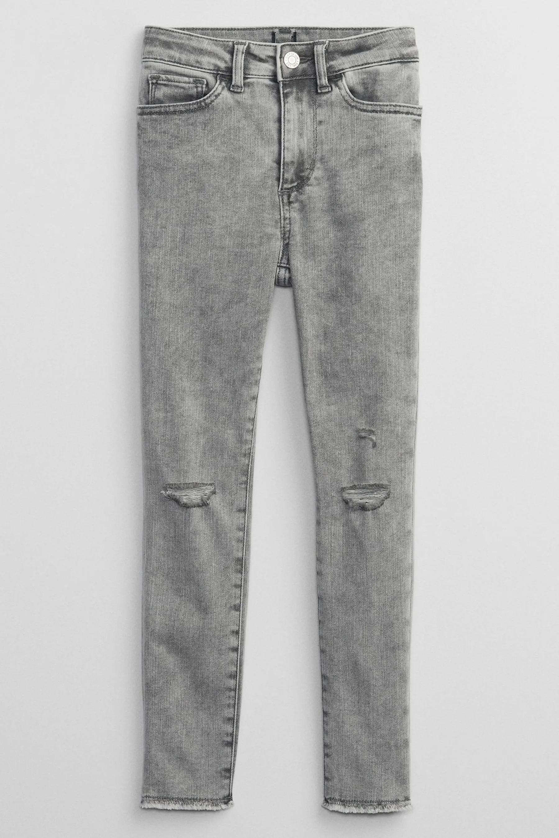 Grey High Rise Destructed Ankle Jeggings