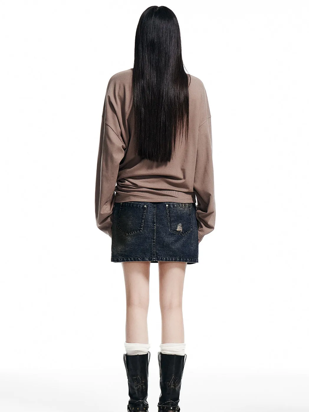 Lazy And Loose-feeling Letter Printed Long-sleeved T-shirt