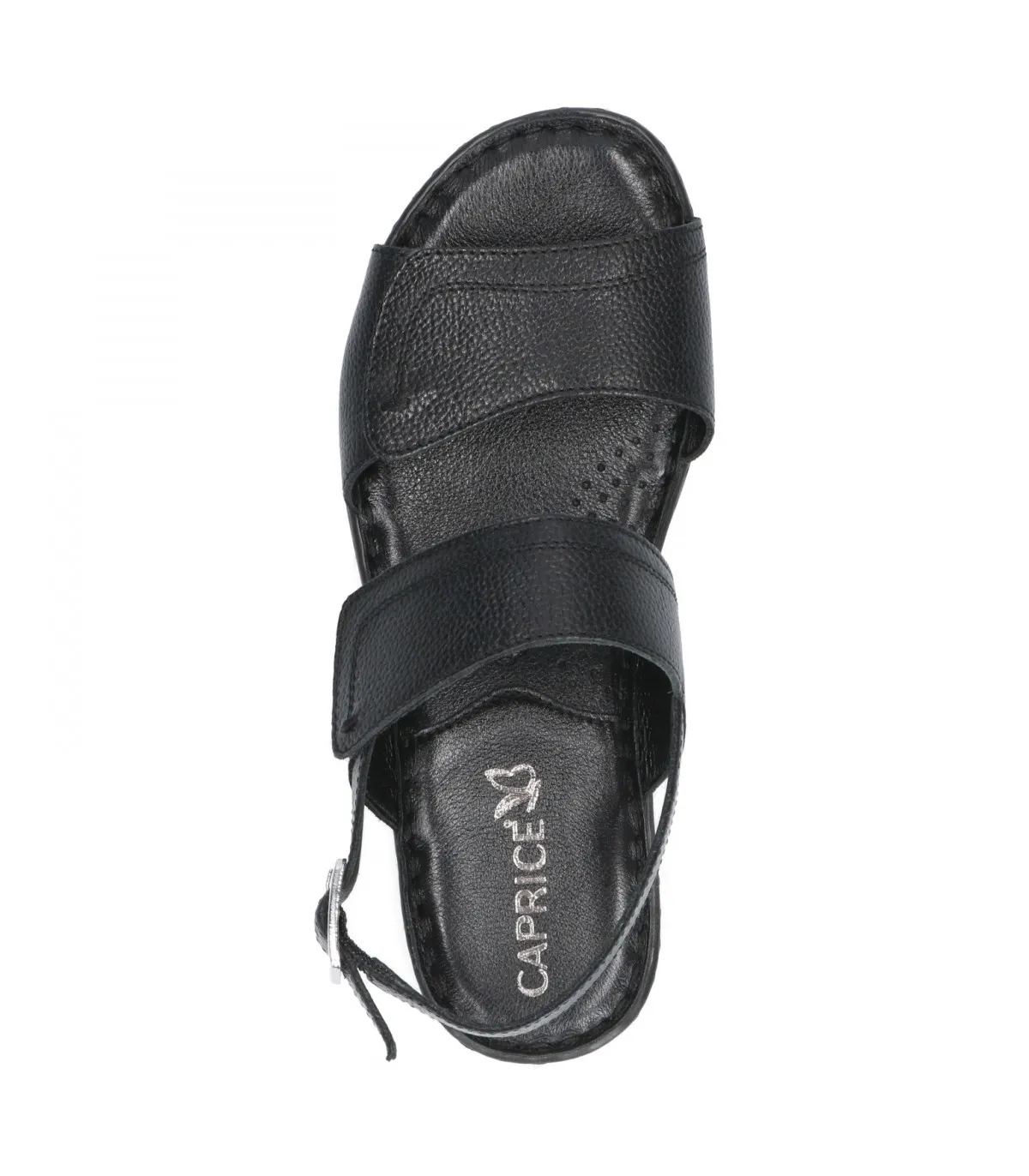 Leather Anatomical Sandal  By Caprice- Black