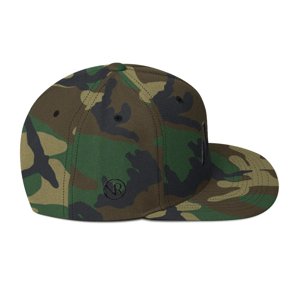 Montana - Flat Brim Hat - Black Embroidery - MT - Many Hat Color Options Available