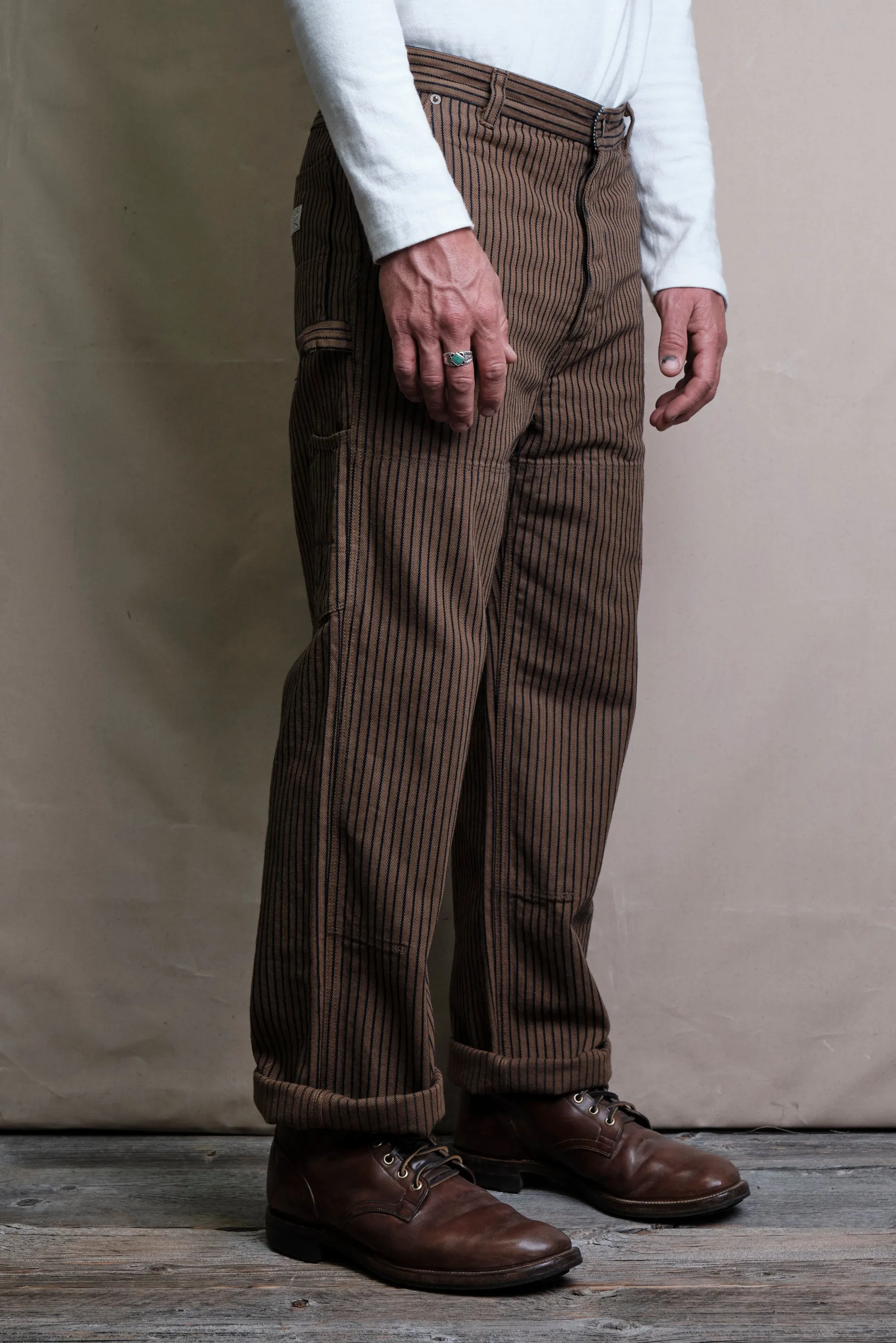 Ortega Pant Brown Herringbone Dobby
