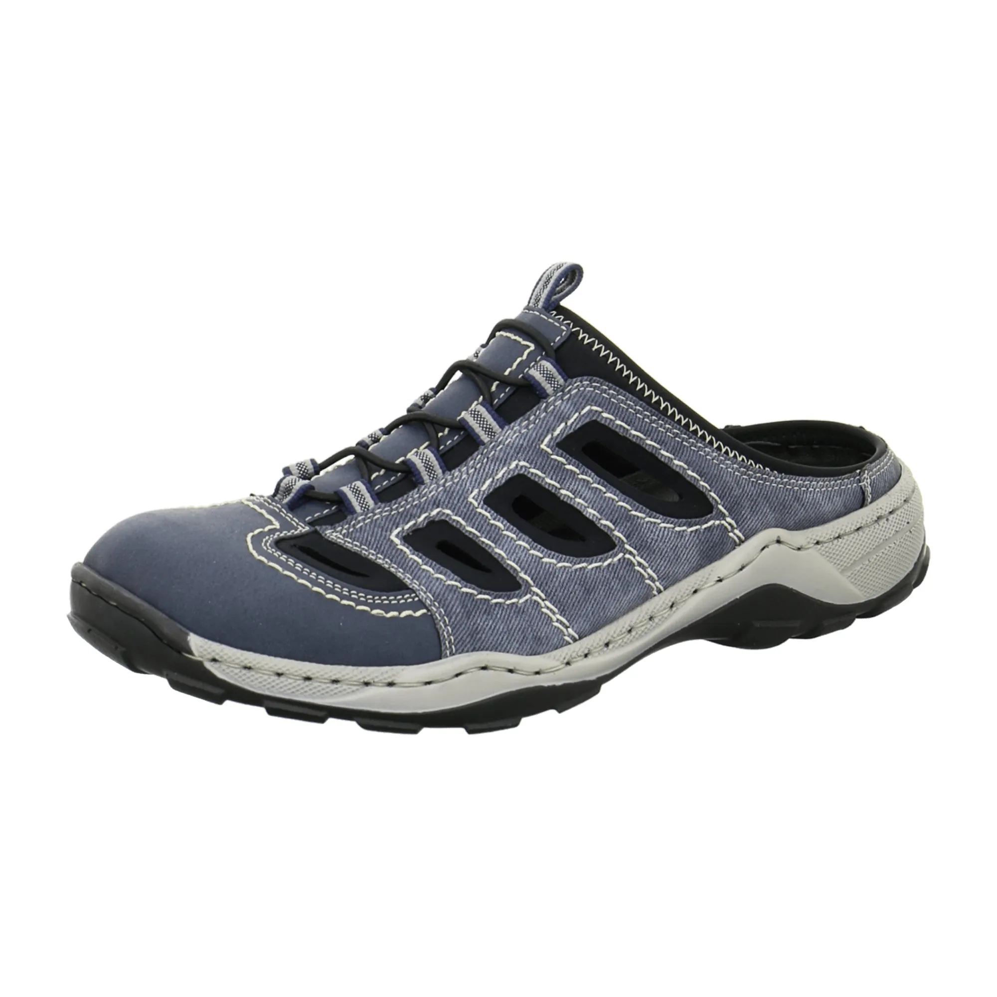 Rieker Men's Blue Slip-On Sandals Comfortable Synthetic Textile Spring Summer
