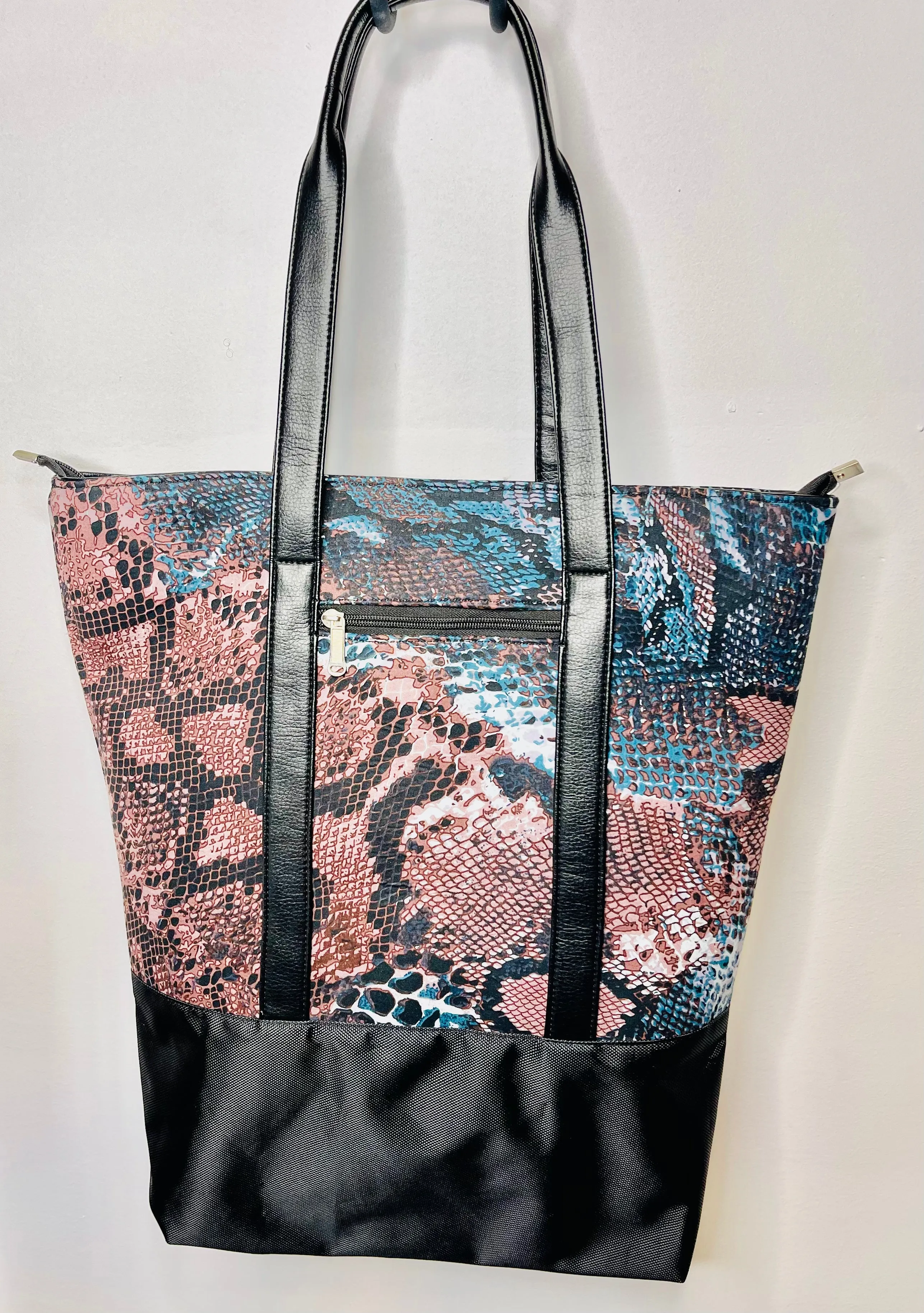 Snake Print  Overnight Totes  Bag with leather
