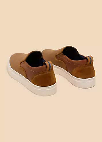 Tan Canvas Leather Mix Slip On Trainers by White Stuff | Look Again