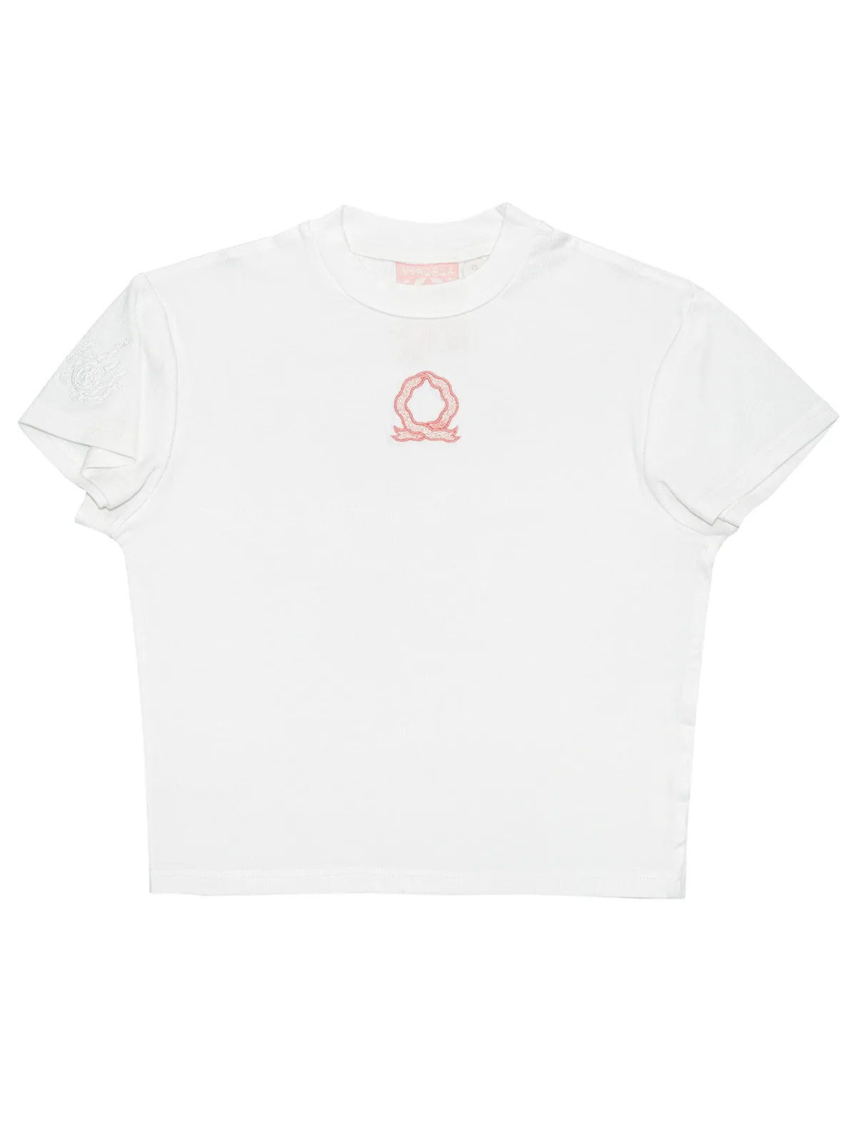 Tight Bottle-Neck Embroidery T-Shirt