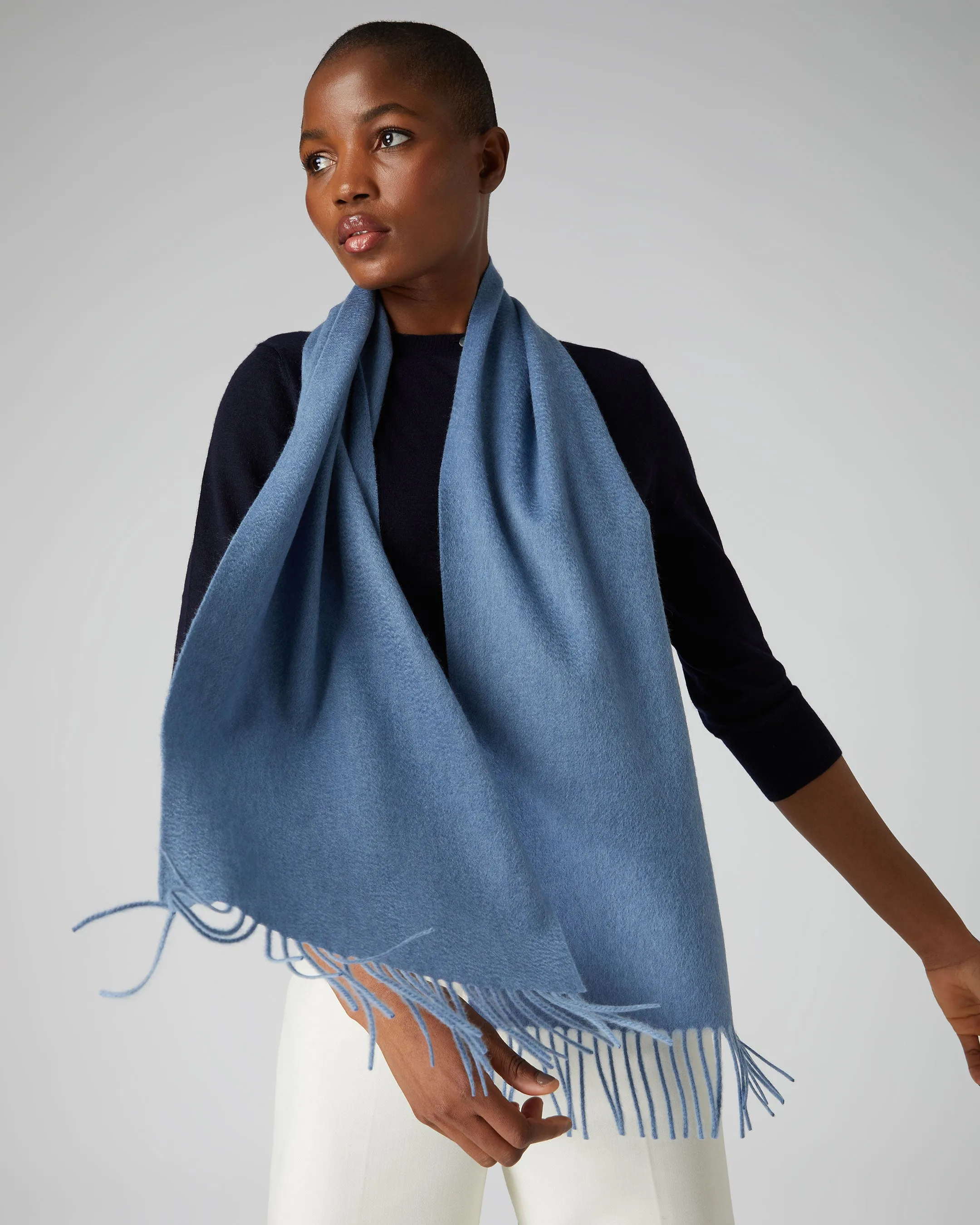 Unisex Woven Cashmere Scarf Ocean Blue