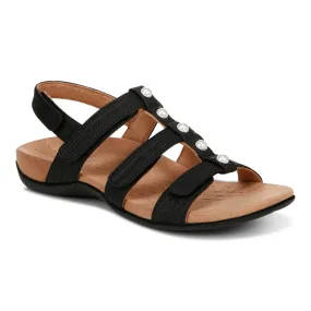 Vionic Amber Pearl Black Woven Women's Sandal