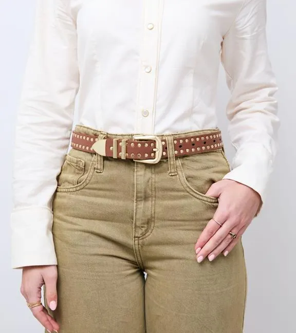 Votch Belt Western Studded Ayla Brown