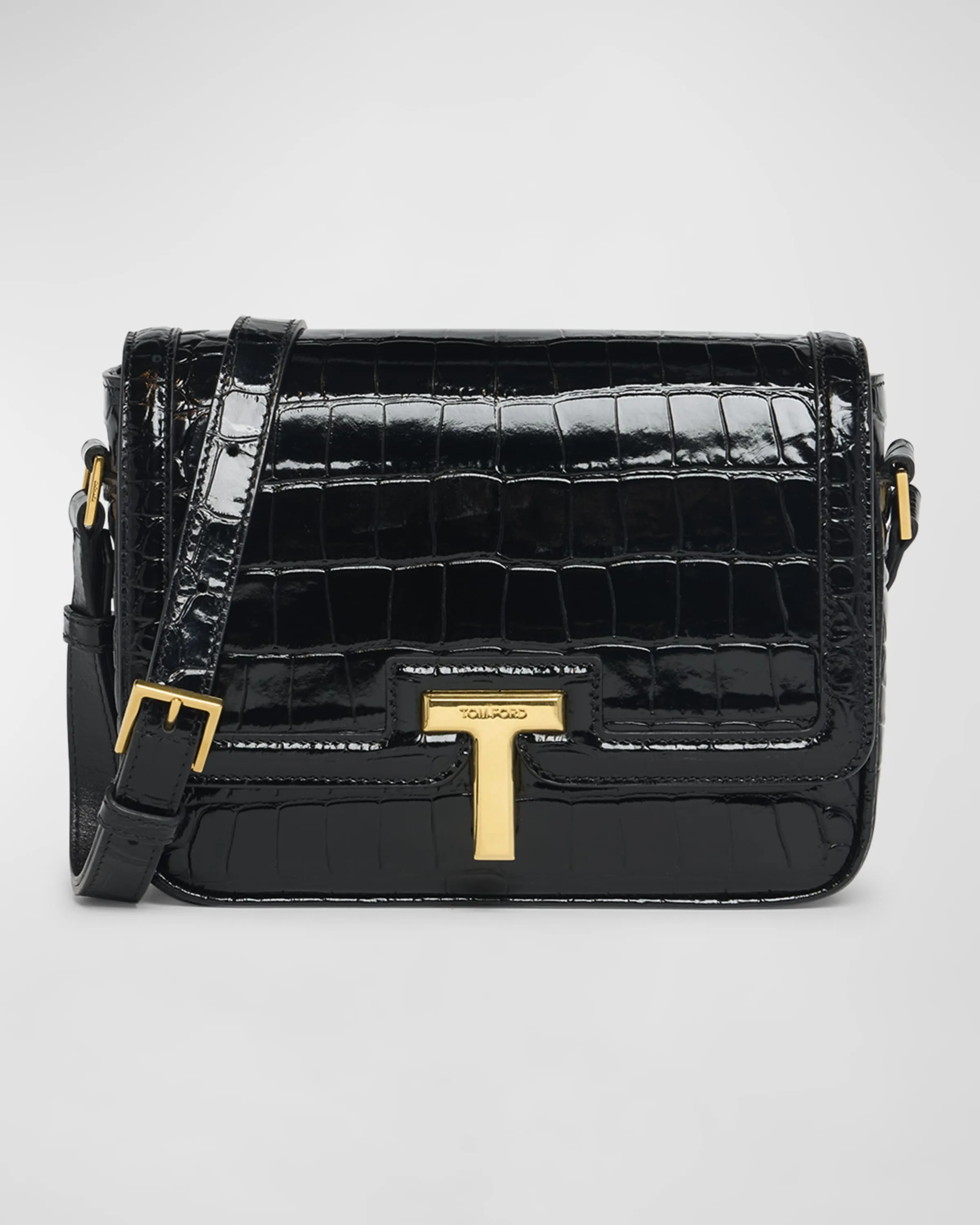 Wallis Stamped Crocodile Leather Small Shoulder Bag