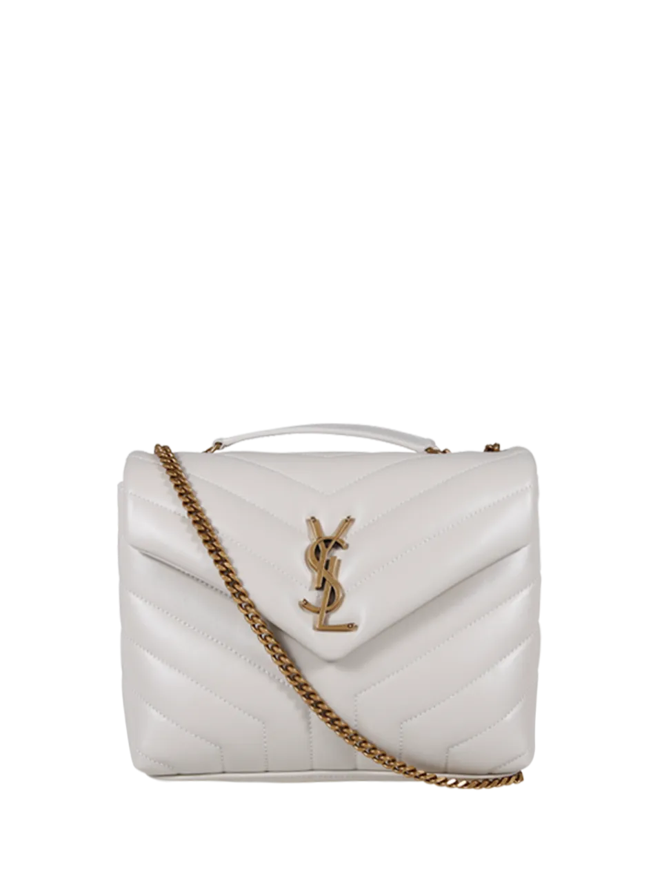 WOMAN SAINT LAURENT WHITE LEATHER LOULOU SMALL BAG